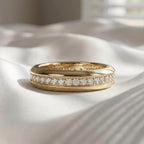 Men’s Beveled Diamond Wedding Band 10K 14K Gold 5mm Lab Grown Diamond Ring Luxury Anniversary Ring Comfort Fit Band