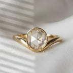 Antique Rose Cut Lab Diamond Ring 14K Solid Gold IGI Certified Bezel Set Solitaire Engagement Ring Minimalist Bridal Ring