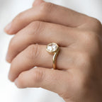 0.94 CT Rose Cut Lab Grown Diamond Ring IGI Certified 14K Solid Gold Bezel Set Antique Engagement Ring Round Diamond Solitaire