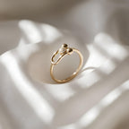 Hardware Link Lab Grown Diamond Ring 14K Solid Gold Pavé Diamond Link Ring Minimalist Stackable Ring 0.11 CTW Promise Ring
