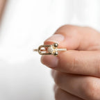 Minimalist Hardware Link Diamond Ring 14K Gold Lab Grown Diamond Pavé Ring Modern Link Engagement Promise Ring