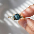 Blue Topaz White Sapphire Ring 14K Solid Gold Cushion Cut Gemstone Ring Pear Sapphire Engagement Ring December Birthstone Promise Ring