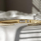 Lab Grown Diamond Open Cuff Bracelet 14K Solid Gold Diamond Bangle Bracelet Minimalist Diamond Cuff Wedding Anniversary Gift IGI Certified
