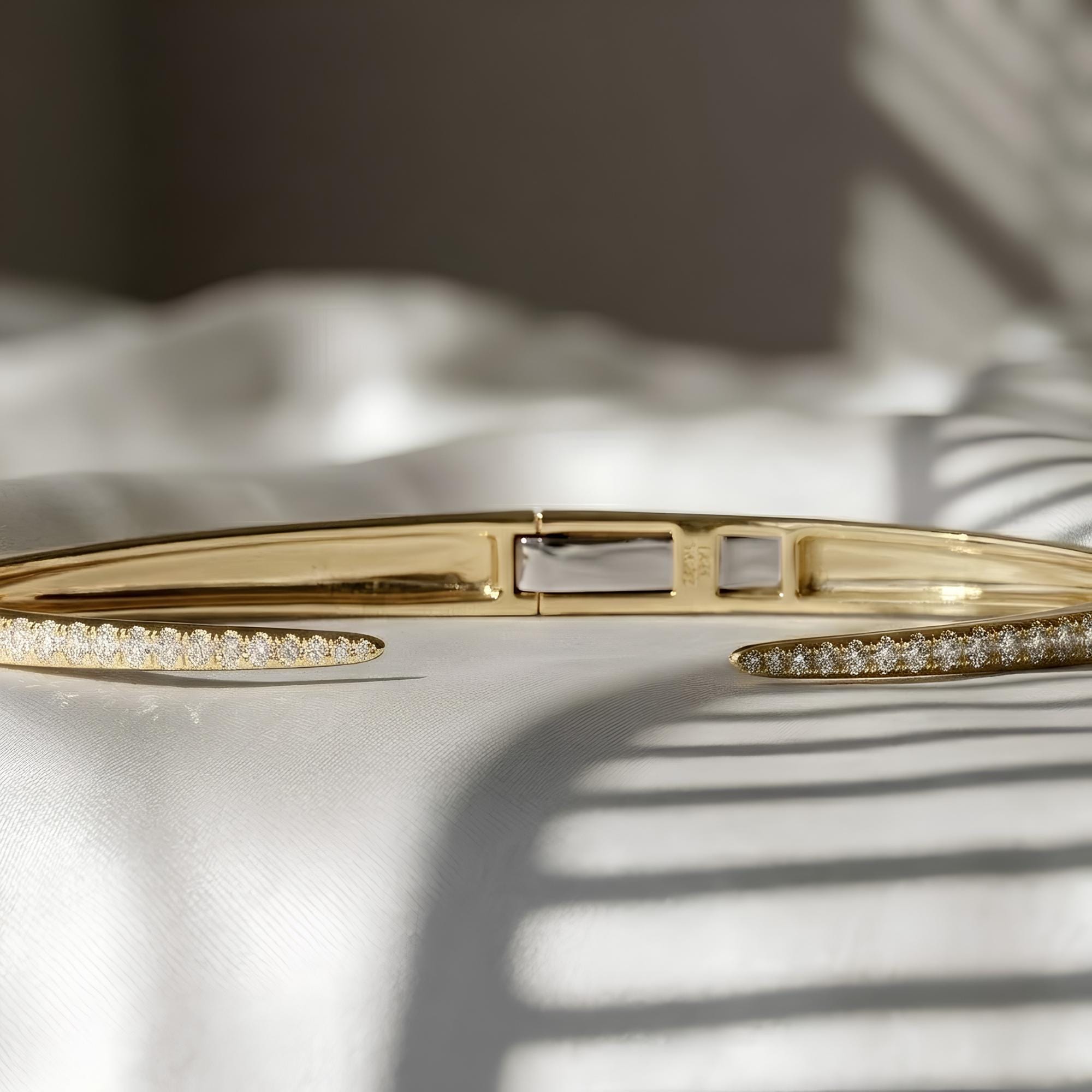 Lab Grown Diamond Open Cuff Bracelet 14K Solid Gold Diamond Bangle Bracelet Minimalist Diamond Cuff Wedding Anniversary Gift IGI Certified