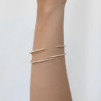 Lab Grown Diamond Open Cuff Bracelet Sterling Silver Gold Vermeil Diamond Bangle Minimalist Open Bracelet Rose Gold Vermeil Gift for Her
