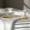 Lab Grown Diamond Open Cuff Bracelet 14K Solid Gold Diamond Bangle Bracelet Minimalist Diamond Cuff Wedding Anniversary Gift IGI Certified