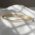 Lab Grown Diamond Open Cuff Bracelet 14K 18K Solid Gold Diamond Bangle Bracelet Minimalist Luxury Cuff IGI Certified Anniversary Gift