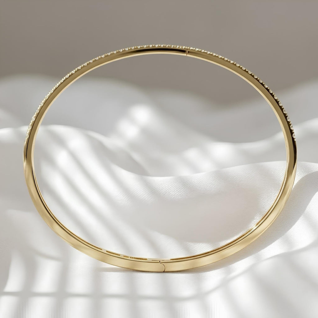 Lab Grown Diamond Open Cuff Bracelet 14K 18K Solid Gold Diamond Bangle Bracelet Minimalist Luxury Cuff IGI Certified Anniversary Gift