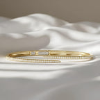 Lab Grown Diamond Open Cuff Bracelet 14K 18K Solid Gold Diamond Bangle Bracelet Minimalist Luxury Cuff IGI Certified Anniversary Gift