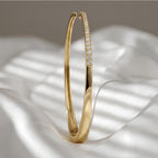 Lab Grown Diamond Open Cuff Bracelet Sterling Silver Gold Vermeil Diamond Bangle Bracelet Minimalist Luxury Cuff Anniversary Gift for Her