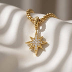North Star Diamond Pendant 14K Gold Compass Star Celestial Charm