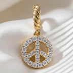 Diamond Peace Sign Pendant 14K Gold Peace Diamond Charm
