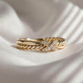Diamond X Ring 10K 14K Gold Lab Grown Diamond Criss Cross Ring Minimalist Stackable Ring Promise Ring Gift for Her