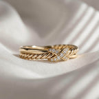 Diamond X Ring 10K 14K Gold Lab Grown Diamond Criss Cross Ring Minimalist Stackable Ring Promise Ring Gift for Her