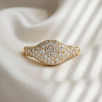 Petite Pave Diamond Pinky Ring 10K 14K Gold Lab Grown Diamond Ring Statement Pinky Ring Minimalist Stacking Ring Gift for Her