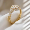 Petite Pave Diamond Pinky Ring 10K 14K Gold Lab Grown Diamond Ring Statement Pinky Ring Minimalist Stacking Ring Gift for Her