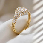 Petite Pave Diamond Pinky Ring 10K 14K Gold Lab Grown Diamond Ring Statement Pinky Ring Minimalist Stacking Ring Gift for Her