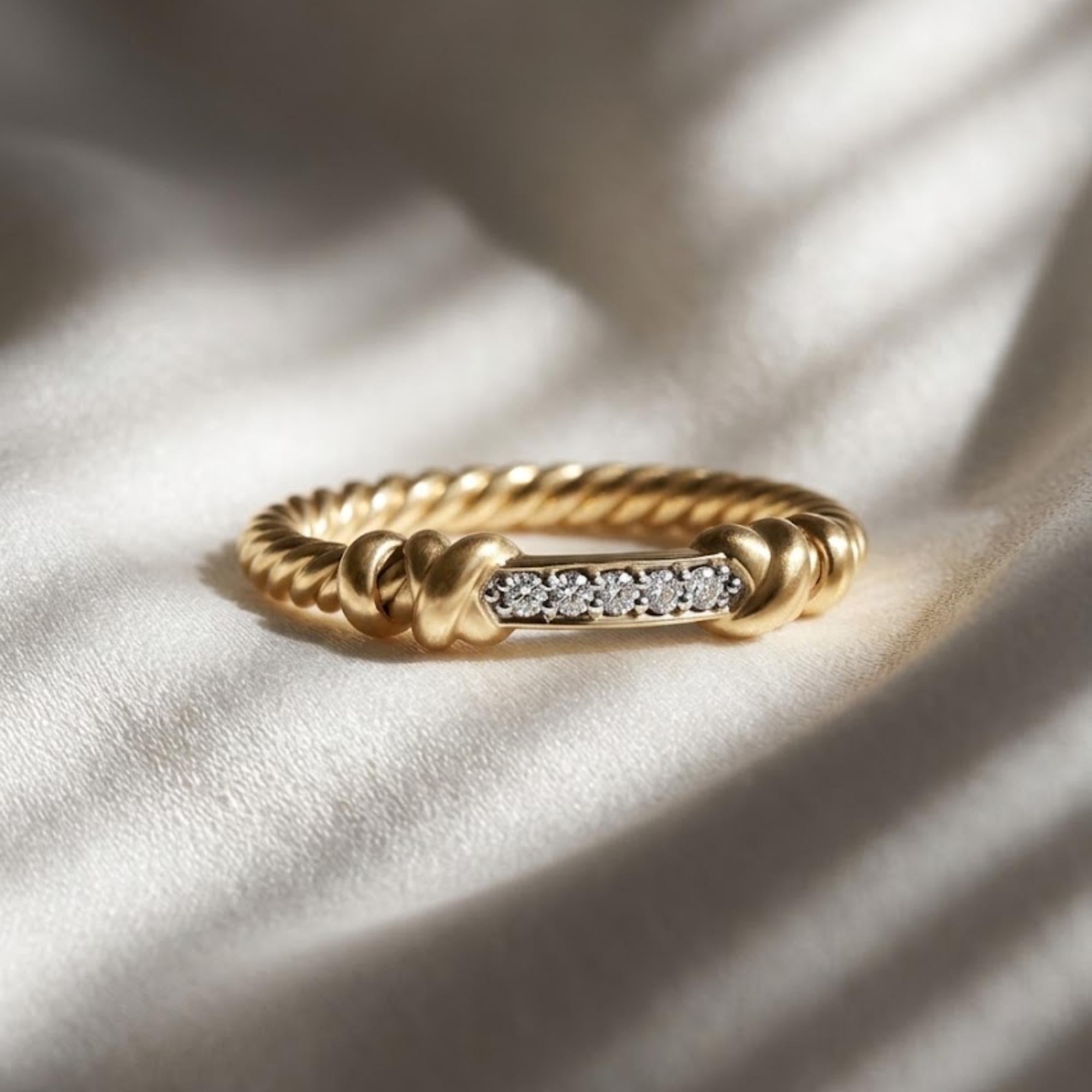 Petite Helena Wrap Diamond Ring 10K 14K Gold Lab Grown Diamond Rope Knot Ring Twisted Stackable Band Minimalist Ring Gift for Her