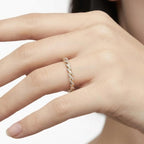 Pavé Diamond Band Ring 10K 14K Gold Lab Grown Diamond Stackable Wedding Band Minimalist Eternity Ring Gift for Her
