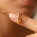 Citrine Diamond Pendant 10K 14K Gold November Birthstone Necklace Charm Pear Citrine Lab Diamond Fine Jewelry Gift