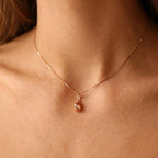14K Gold Citrine Birthstone & Diamond Charm Pendant