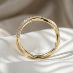 Twisted Diamond Wedding Band 10K 14K Gold Lab Grown Diamond Ring Rope Stackable Band Minimalist Anniversary Ring