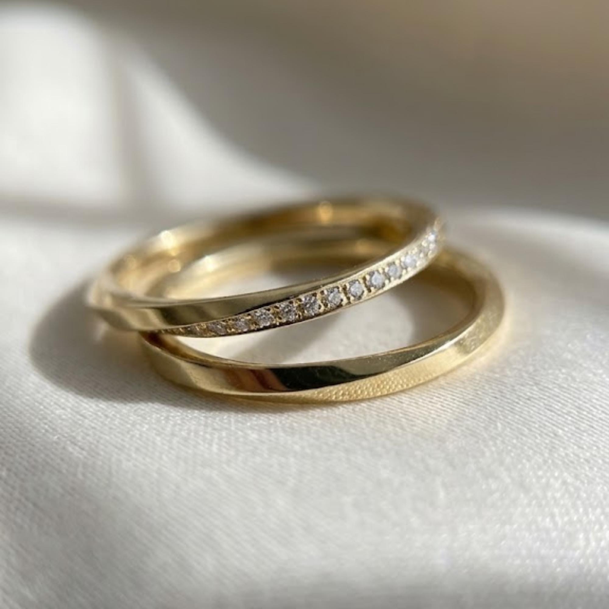 Twisted Diamond Wedding Band 10K 14K Gold Lab Grown Diamond Ring Rope Stackable Band Minimalist Anniversary Ring
