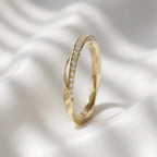 Twisted Diamond Wedding Band 10K 14K Gold Lab Grown Diamond Ring Rope Stackable Band Minimalist Anniversary Ring