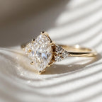 0.57 CTW Marquise Lab Grown Diamond Engagement Ring 14K Gold Promise Ring Minimalist Diamond Ring Marquise Bridal Ring Gift for Her