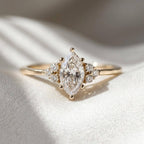0.57 CTW Marquise Lab Grown Diamond Engagement Ring 14K Gold Promise Ring Minimalist Diamond Ring Marquise Bridal Ring Gift for Her