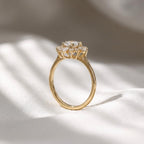 Oval Lab Grown Diamond Halo Engagement Ring 1.30 CTW 10K 14K Gold Marquise Diamond Bridal Ring Floral Promise Ring