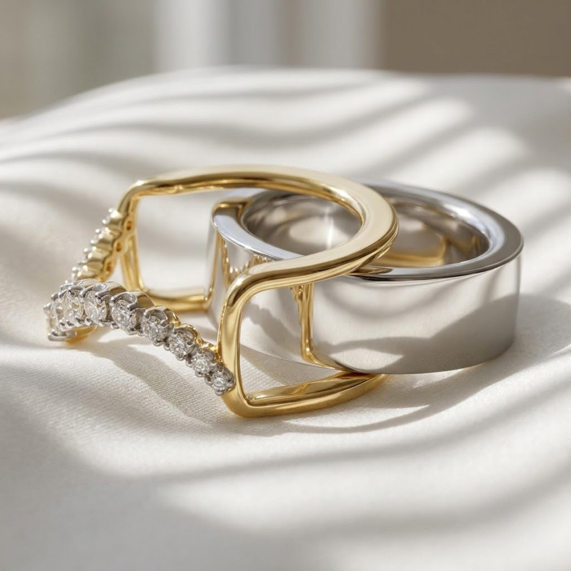 Moissanite Wave Smart Ring Jacket Sterling Silver Gold Vermeil Oura Ring Cover for Oura Ring 4 5 Galaxy Ring RingConn Ultrahuman