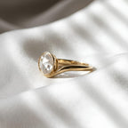 Antique Rose Cut Lab Diamond Ring 14K Solid Gold IGI Certified Bezel Set Solitaire Engagement Ring Minimalist Bridal Ring