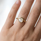 0.94 CT Rose Cut Lab Grown Diamond Ring IGI Certified 14K Solid Gold Bezel Set Antique Engagement Ring Round Diamond Solitaire