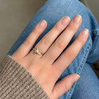 Minimalist Hardware Link Diamond Ring 14K Gold Lab Grown Diamond Pavé Ring Modern Link Engagement Promise Ring