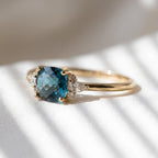 Natural Blue Topaz Ring 14K Gold White Sapphire Engagement Ring Cushion Cut Gemstone Promise Ring Minimalist Fine Jewelry