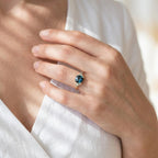 Natural Blue Topaz Ring 14K Gold White Sapphire Engagement Ring Cushion Cut Gemstone Promise Ring Minimalist Fine Jewelry