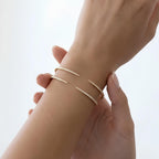 Lab Grown Diamond Open Cuff Bracelet Sterling Silver Gold Vermeil Diamond Bangle Minimalist Open Bracelet Rose Gold Vermeil Gift for Her