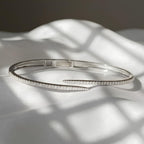 Lab Grown Diamond Open Cuff Bracelet Sterling Silver Gold Vermeil Diamond Bangle Bracelet Minimalist Luxury Cuff Anniversary Gift for Her
